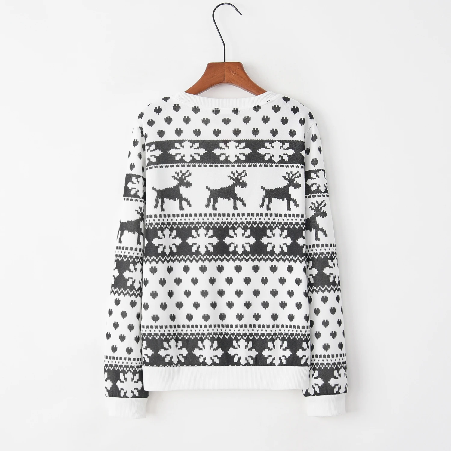 Autumn and Winter Europe and the United States New Foreign Trade Sweater Cartoon Deer Print Christmas Round-necked Long-sleeved