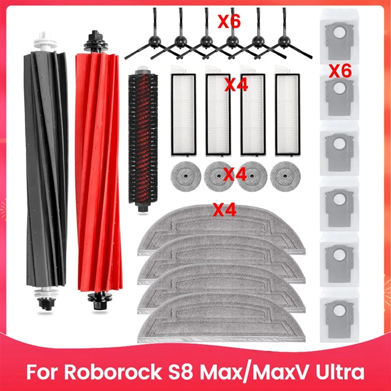

AS94 26 шт. вакуумная щетка и комплект фильтров для Roborock S8 Max Maxv Ultra, аксессуары для пылесоса