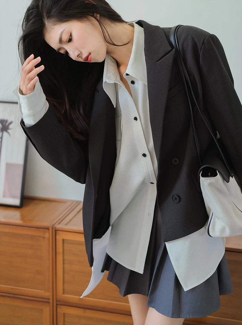 

Съемная футболка-ацетатный костюм Jaet, женский модный универсальный дизайн, длинный свек на пуговицах, чистый цвет