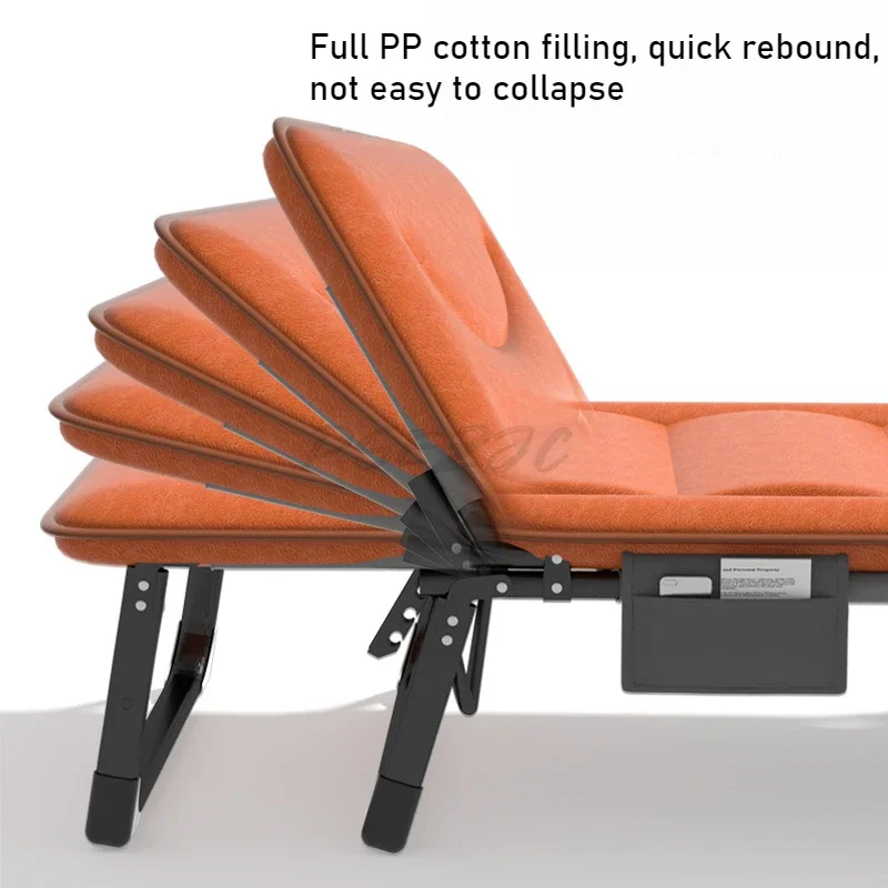 Single Lounge Chair for Home Office No Installation and Portable Foldable Bed for Lunch Break Camping and Accompanying