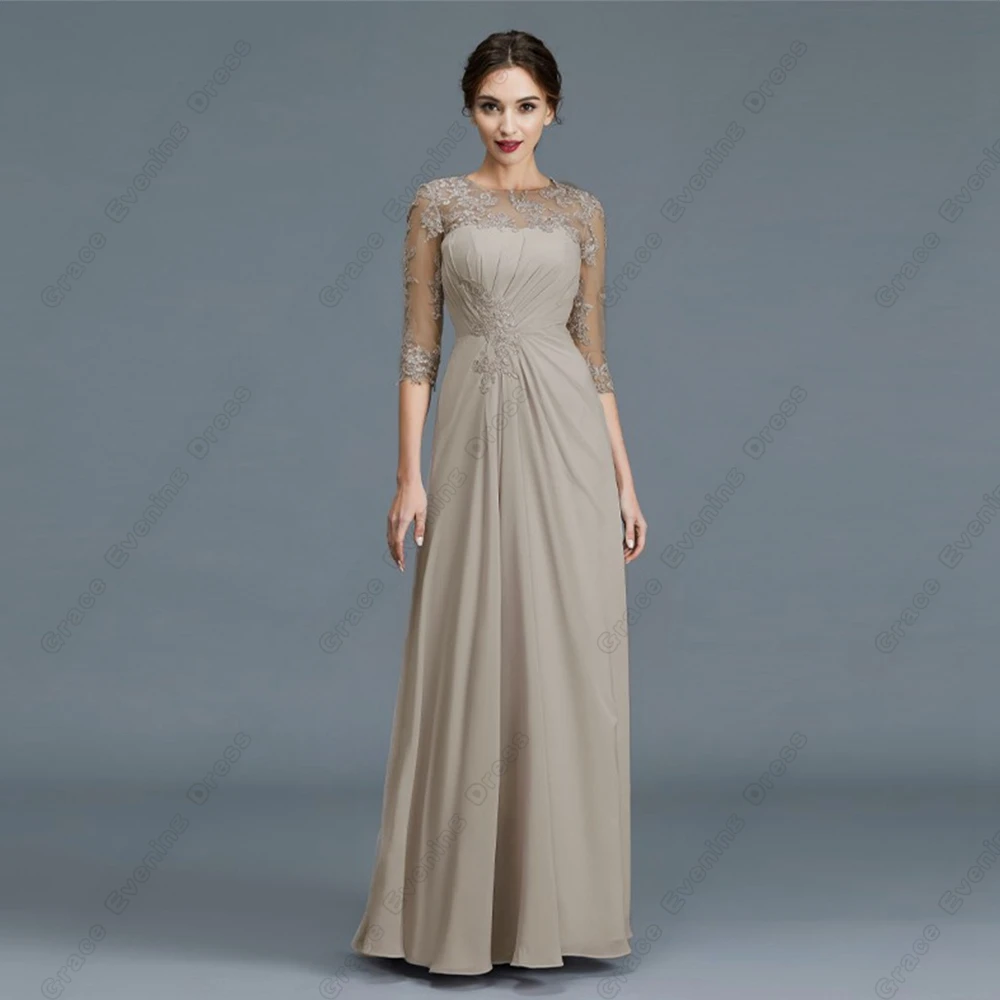 

Half Sleeve Mother of Bride Dresses for Women Beach Chiffon Wedding Party Dresses with Beading 2024 Summer Robe De Soirée New