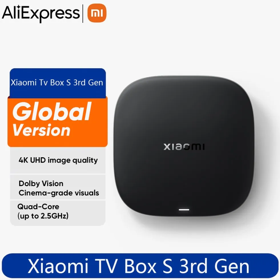 Глобальная версия Xiaomi TV Box S 3-го поколения 4K Ultra HD 2G 32G WiFi BT5.2 Google TV Cast Netflix Smart TV Box Медиаплеер