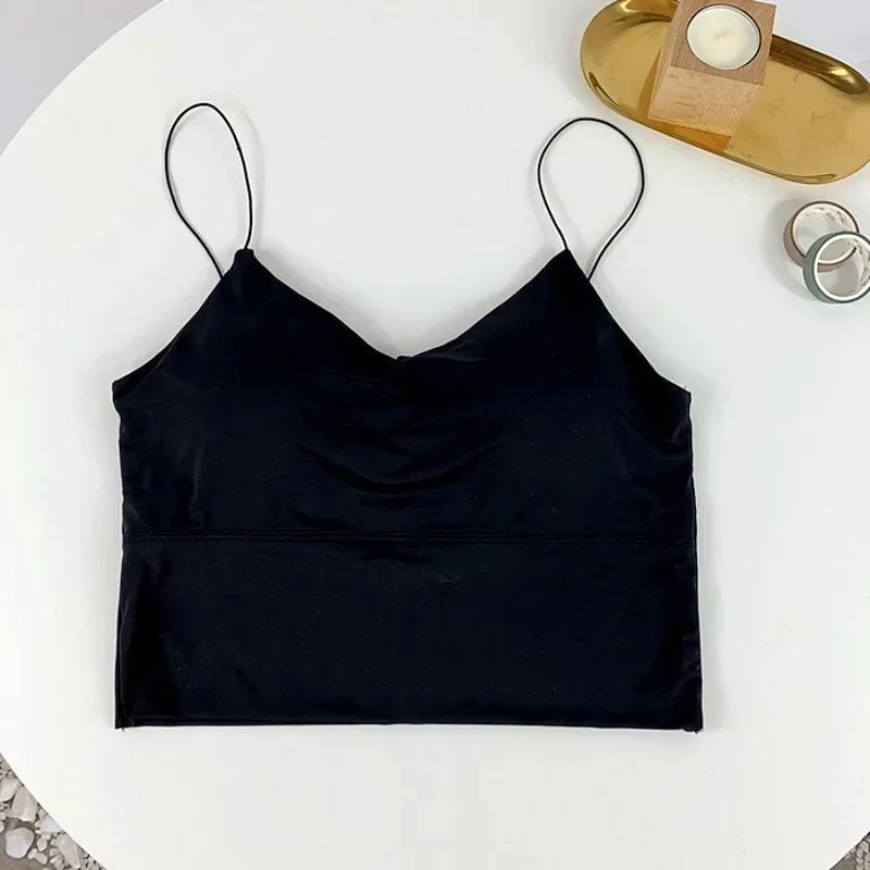 Summer Bra 2021 Women Ice Silk Crop Top Seamless Tube Top Bra Underwear Korean Fashion Solid Padded Bralette Summer Vest Bra