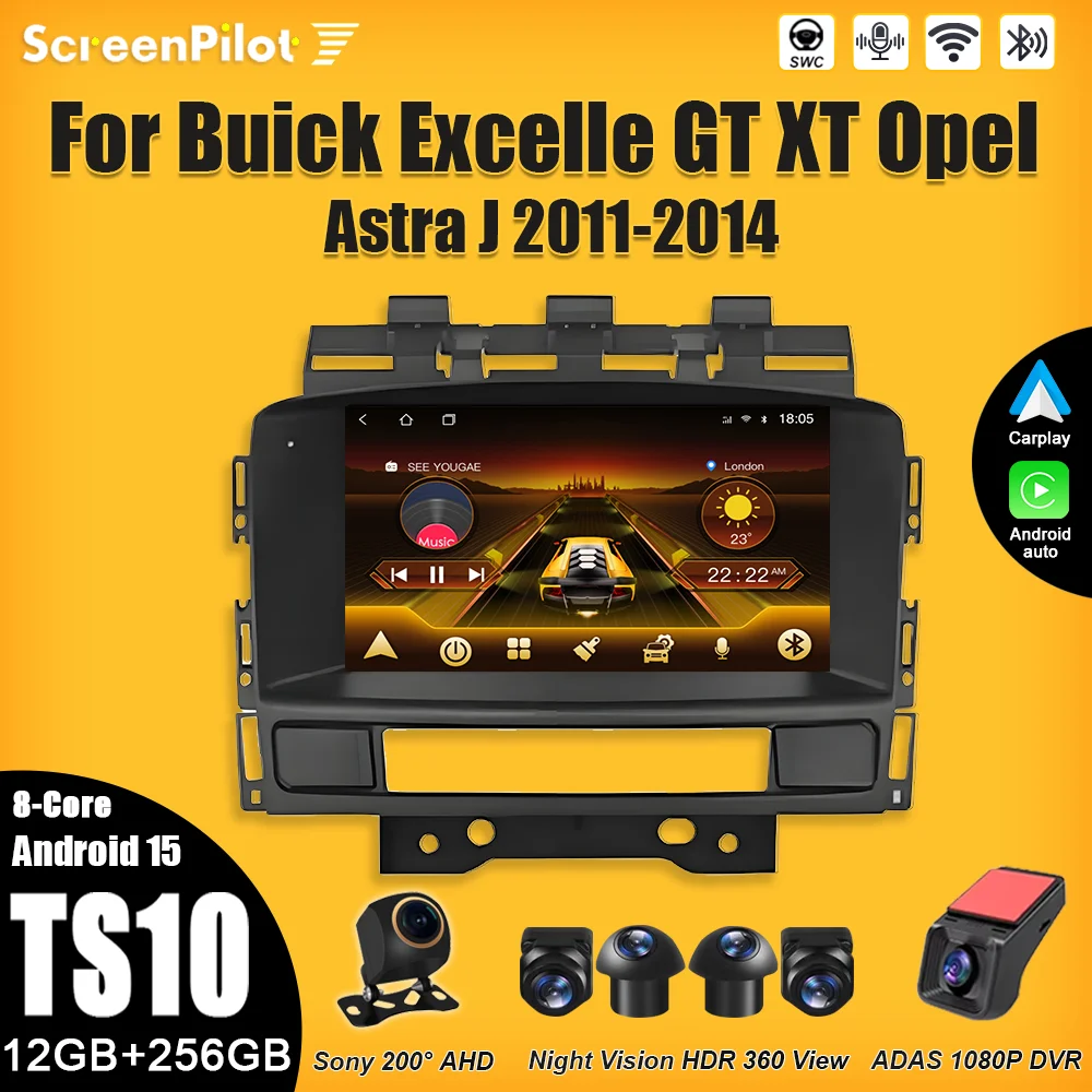 ل بويك اكسل GT XT أوبل أسترا J 2011-2014 أندرويد 15 راديو السيارة الوسائط المتعددة مشغل فيديو نظام تحديد المواقع والملاحة بلوتوث واي فاي 4G