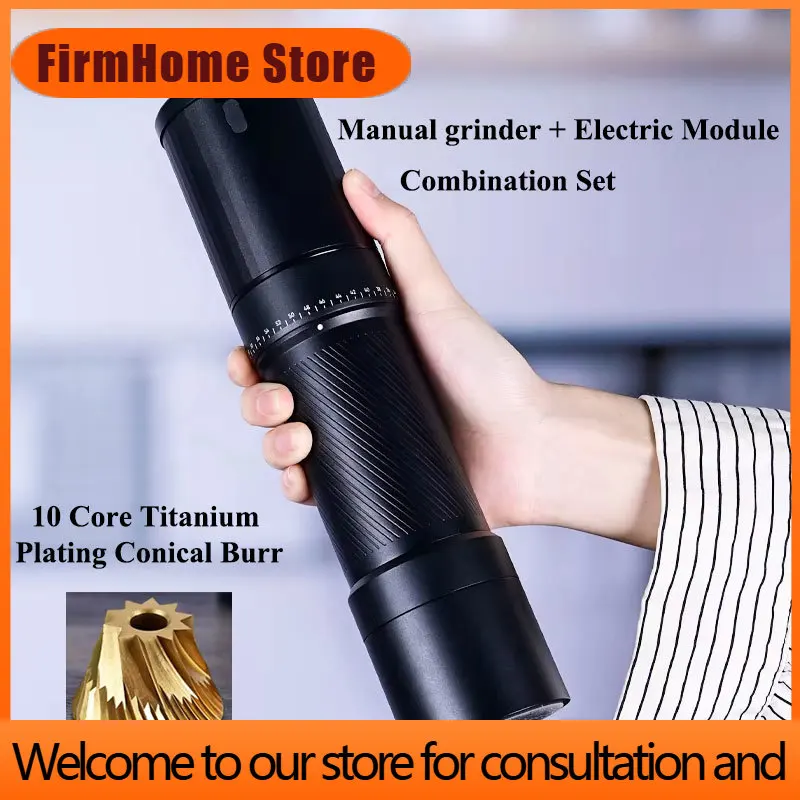FirmHome StoreCAFOVO MG138C Manual Coffee Grinder And Rechargeable Auxiliary Grinding Motor 10 Core Titanium Plating Conical Bur