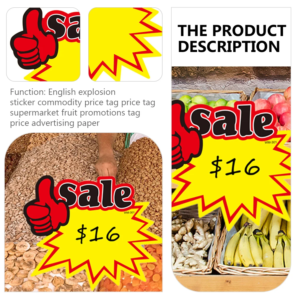 

50 Pcs Price Tag Retail Sign Blank Advertising Signs Sale Tags Pricing Label Shop Price Tags Promotional Sticker File Folder