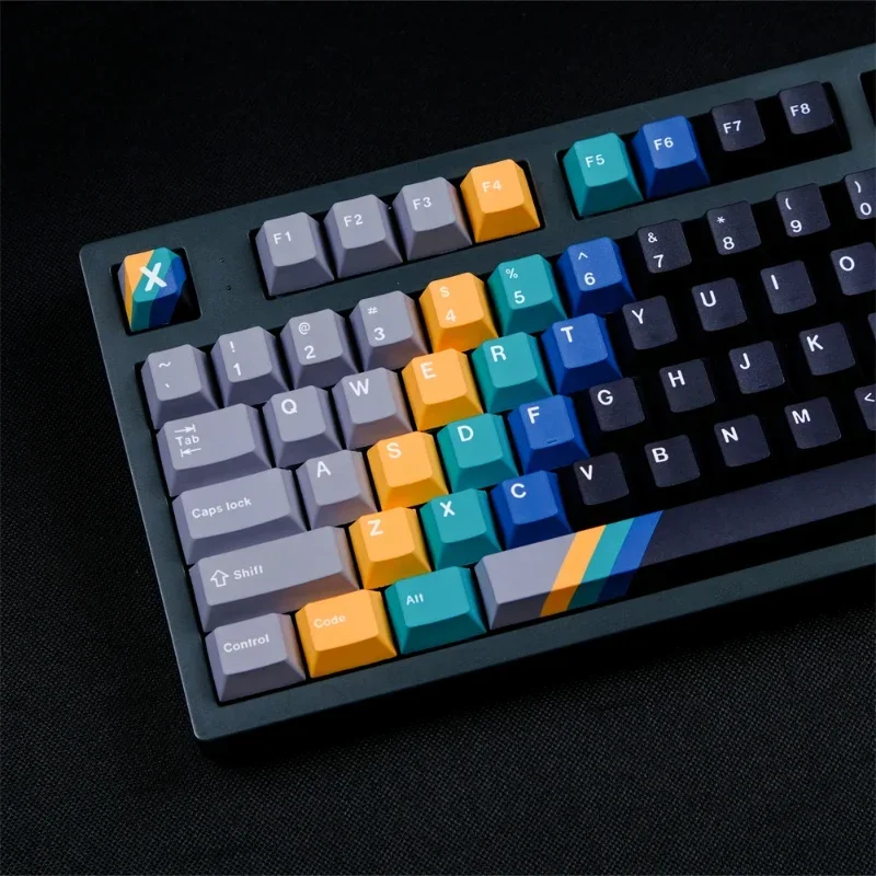 Imagem -04 - Gmk Record Keycaps Teclado Gradiente de Cor Perfil Cereja Pbt Sublimação Térmica Teclado Mecânico 129 Chaves