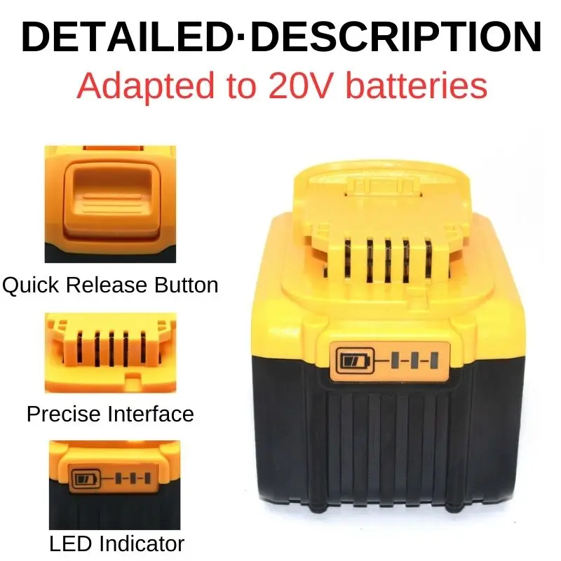 Zestaw akumulatorów do akumulatorów litowo-jonowych Dewalt 20V o pojemności od 8Ah do 18Ah i 18Ah