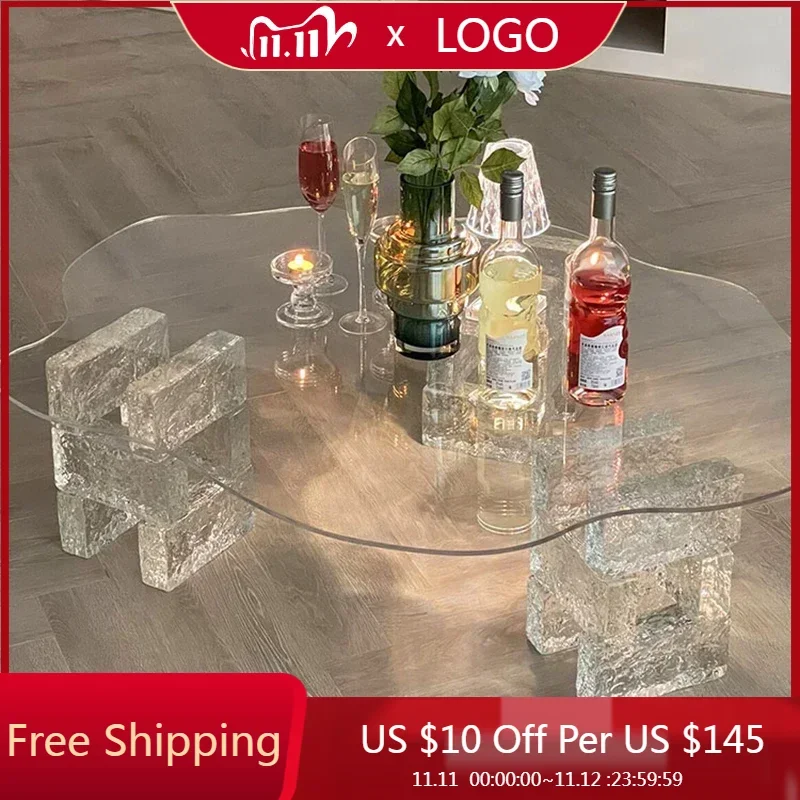 Japanese Antique Coffee Table Nordic Aesthetic Standing Center Outdoor Side Table Transparent Mesa Auxiliar Patio Furniture