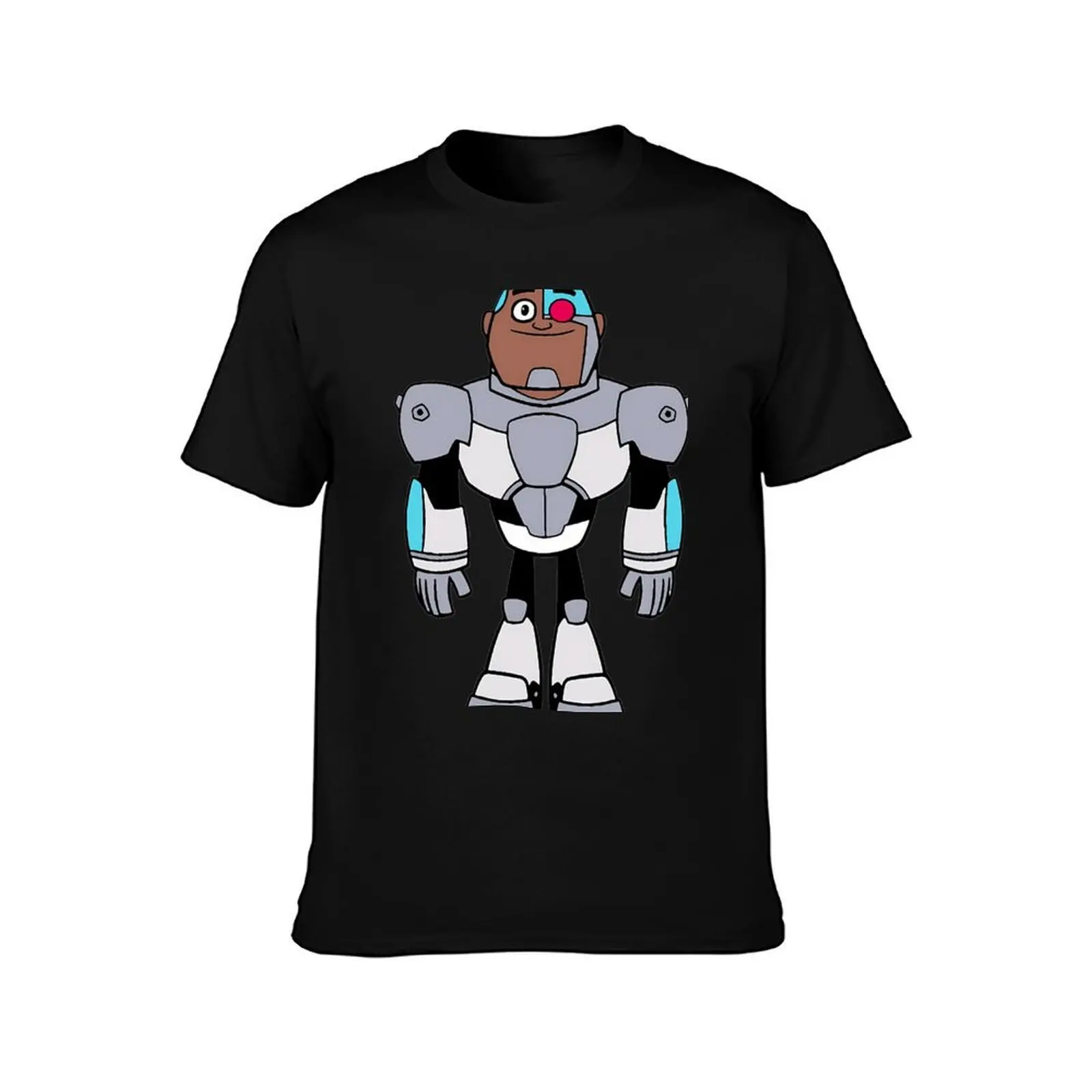 Cyborg T-Shirt, Summer Casual Cotton Tee, Oversized Streetwear Tops, Vintage Graphic Print, Loose Fit Short Sleeve, 100% Cotton