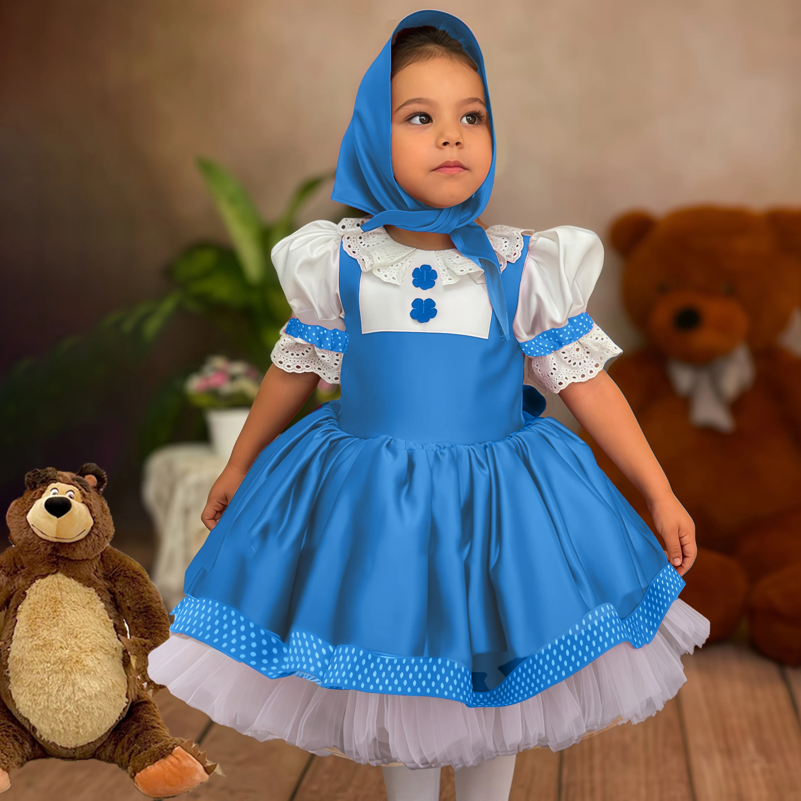 

Maid Masha and Bear Baby Girls Party Dress Lolita Prom Gown Toddler 1st Birthday Princess Wedding Bridesmaids Dress Kids Clothes