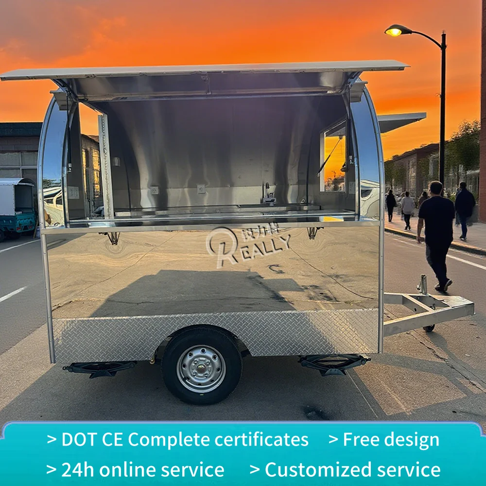 الفولاذ المقاوم للصدأ التخصيص تخصيص الغذاء شاحنة مقطورة المحمول وجبة خفيفة بار خيمة قافلة عربة الغذاء الشارع