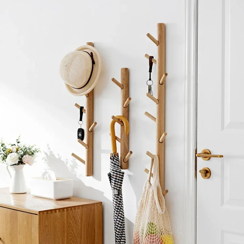 Solid Wood Clothes Hanger Creative Wall Hanging Rack Multi-Function Hanger for Bags Strong Load-Bearing Storage Solution