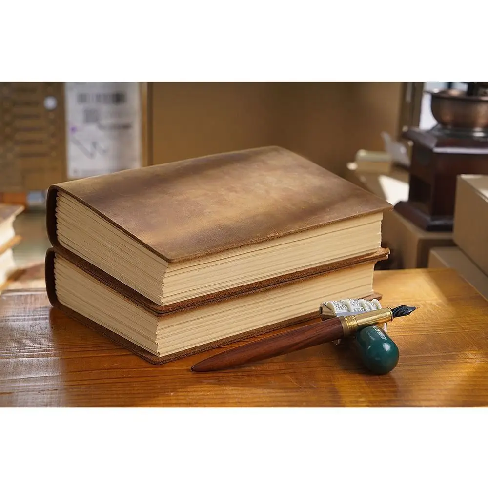 Creative Handmade Embossed Sketchbook Unlined Vintage Leather Notebook Blank Paper Genuine Leather Bound Daily Notepad Gift view 3
