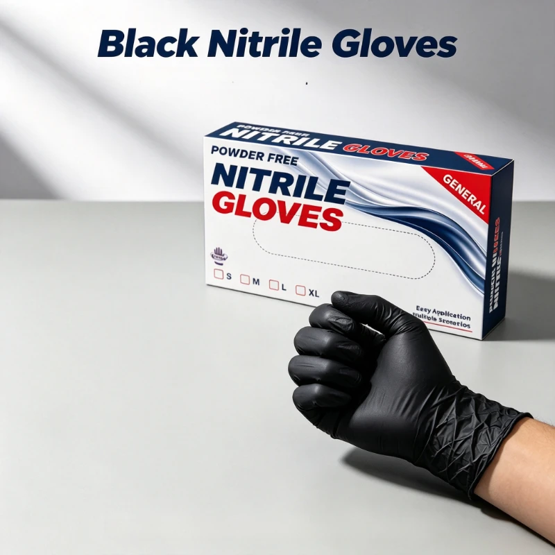 70PCS Disposable Black Nitrile Cleaning Gloves, Kitchen‑Specific All‑Season Gloves for Cleaning Beauty Hairdressing Embroidery
