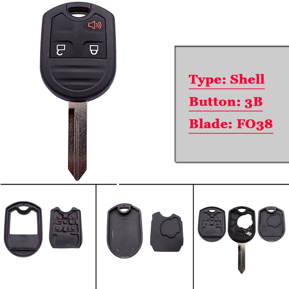 XNRKEY Remote Car Key Shell for Ford Edge Explorer Ranger Expedition Mustang Escape Taurus Mazda Tribute With FO38/HU101 Blade