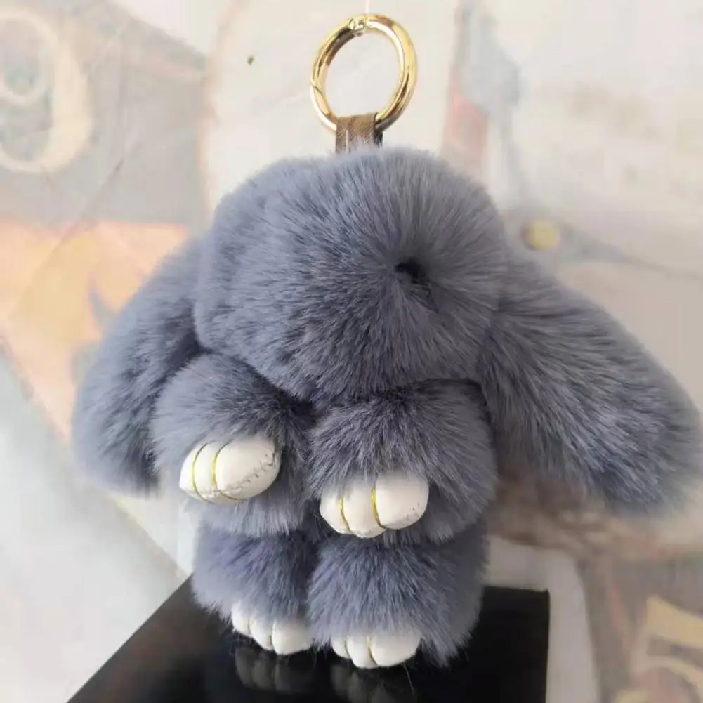 Plush Bunny Keychain Rabbit Keychain Ring Fluffy Fur Pompon Bunny Doll Pendant Key Chain Charm Cute Key Ring On Bag Car Key Pend