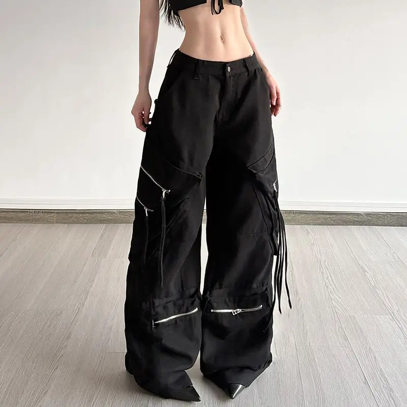 

Women's Black Gothic Y2k Emo Jeans Vintage Harajuku Baggy Jean Pants Japanese 2000s Style Oversize Denim Trousers Clothes 2025