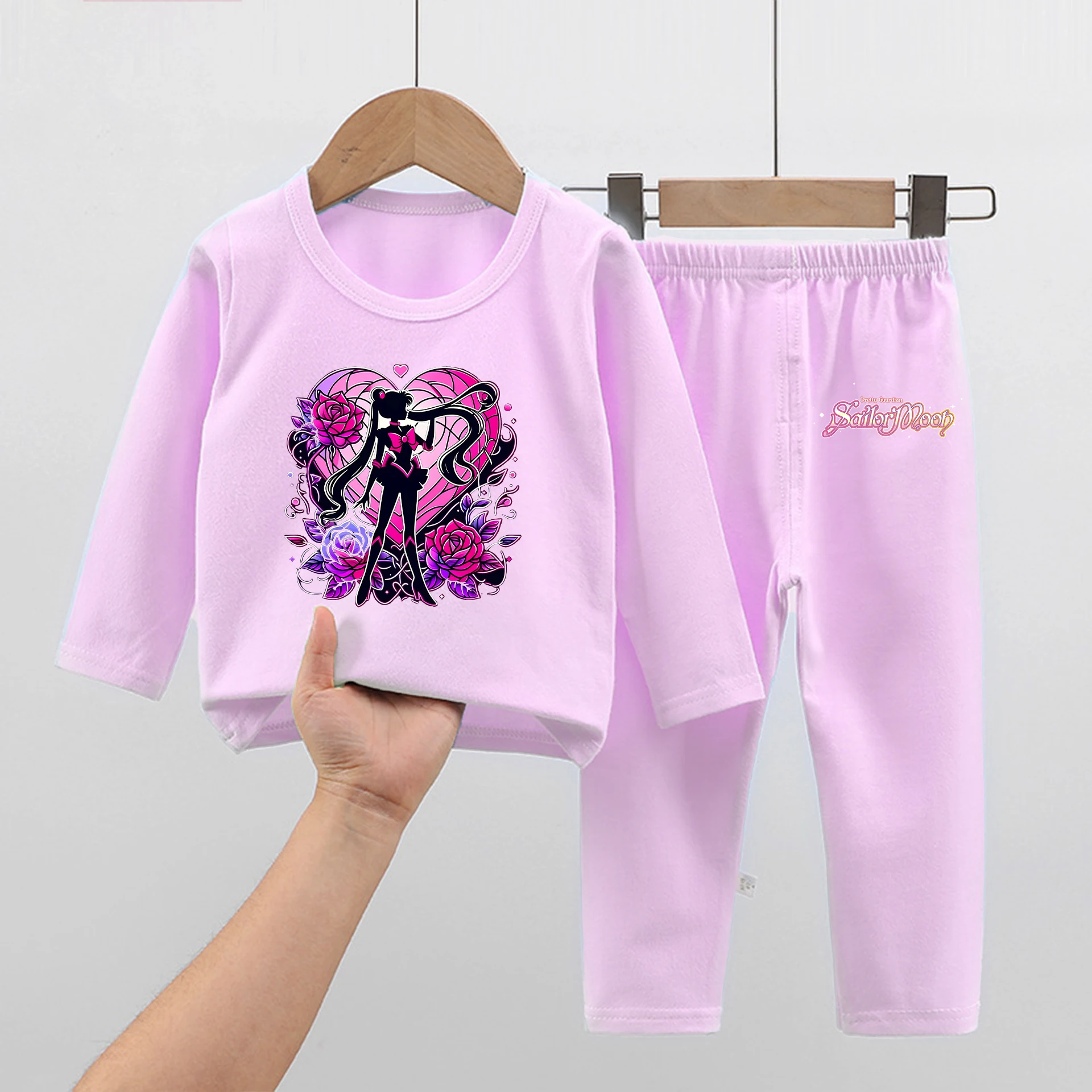 

Sailor Moons Gril Baby Pajamas Suit LongSleeve Warm Y2k Vogue Anime Sleepwear Tops Pants Nightwear Set Clothes Kid Birthday Gift