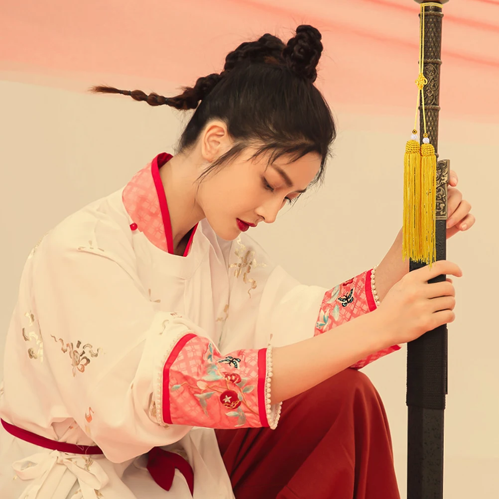 

Sword and Spike Martial Arts Supplies Chinese Handicrafts Decor Knot Style Ornaments Tassel Decorations Lanyard Red