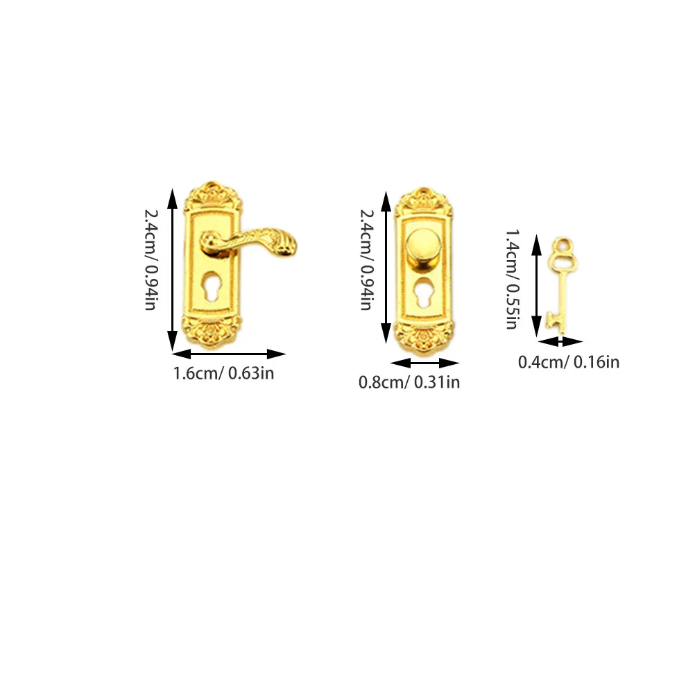 Juego de 6 Cerraduras Metálicas Vintage en Miniatura para Puertas, Escala 1:12, con Patrón Floral, Accesorios de Ferretería para Casas de Muñecas, con Llaves