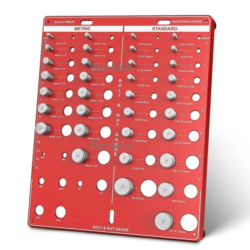

High Quality 28 34 36 Bolt and Nut Identifier Gauge Nut and Bolt Thread Checker 14 Metric & 14 Standard Ruler with Inches