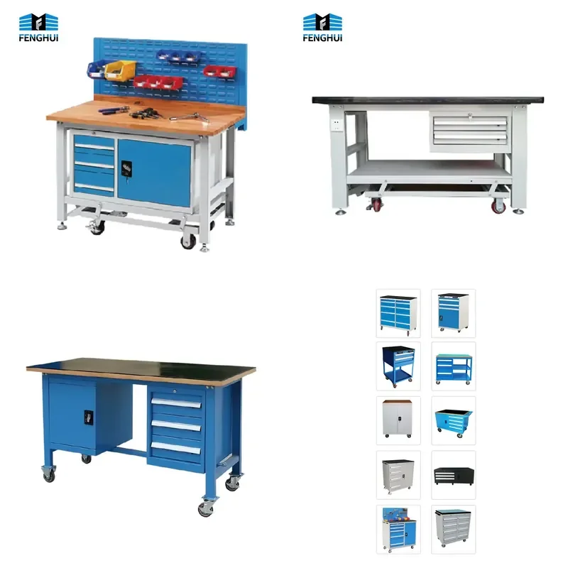 Factory Wholesale Combination Heavy Steel Tool Handcart Storage Garage Workbench for Workshop Tool Cabinet Workbench
