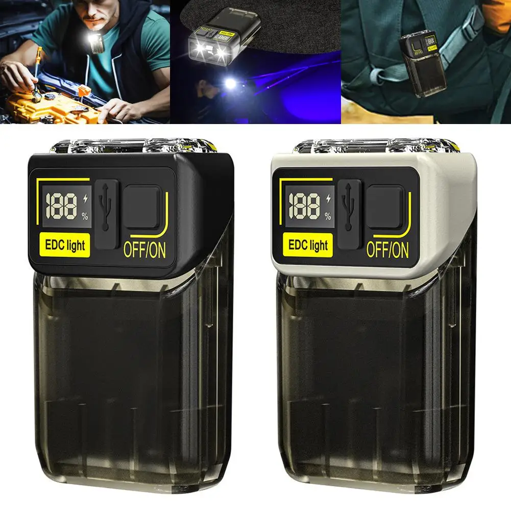 EDC 고휘도 휴대용 C타입 충전식 손전등, 90 ° 캠핑 헤드, 1200mAh 램프 회전, 야외 M8J8