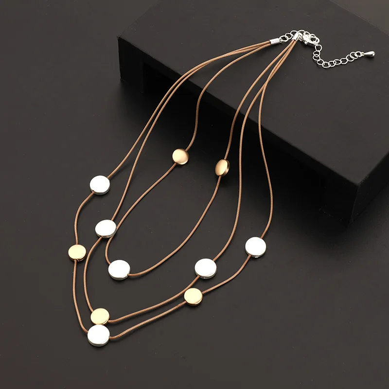 Stainsless Necklaces for Women Multilayer Clavicle Chain Geometric Cool Retro Choker Irregular Punk Collars Chian Christmas Gift