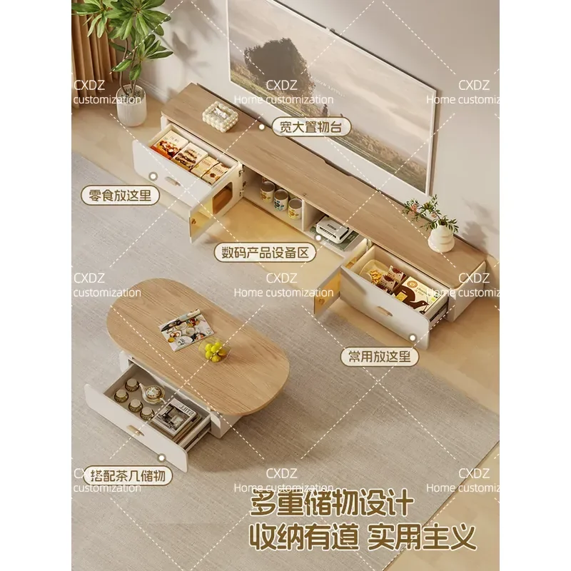 2026 living room TV cabinet modern simple style household locker coffee table combination light luxury floor cabinet TV low