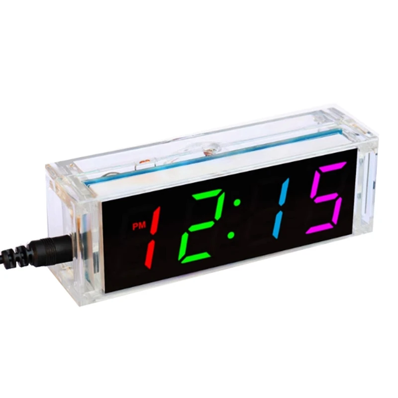 DIY Clock Kit Digital Tube Temperature Clock Colorful Display DS1302 DIY Electronic Kit Soldering Subjest Assembly Kit