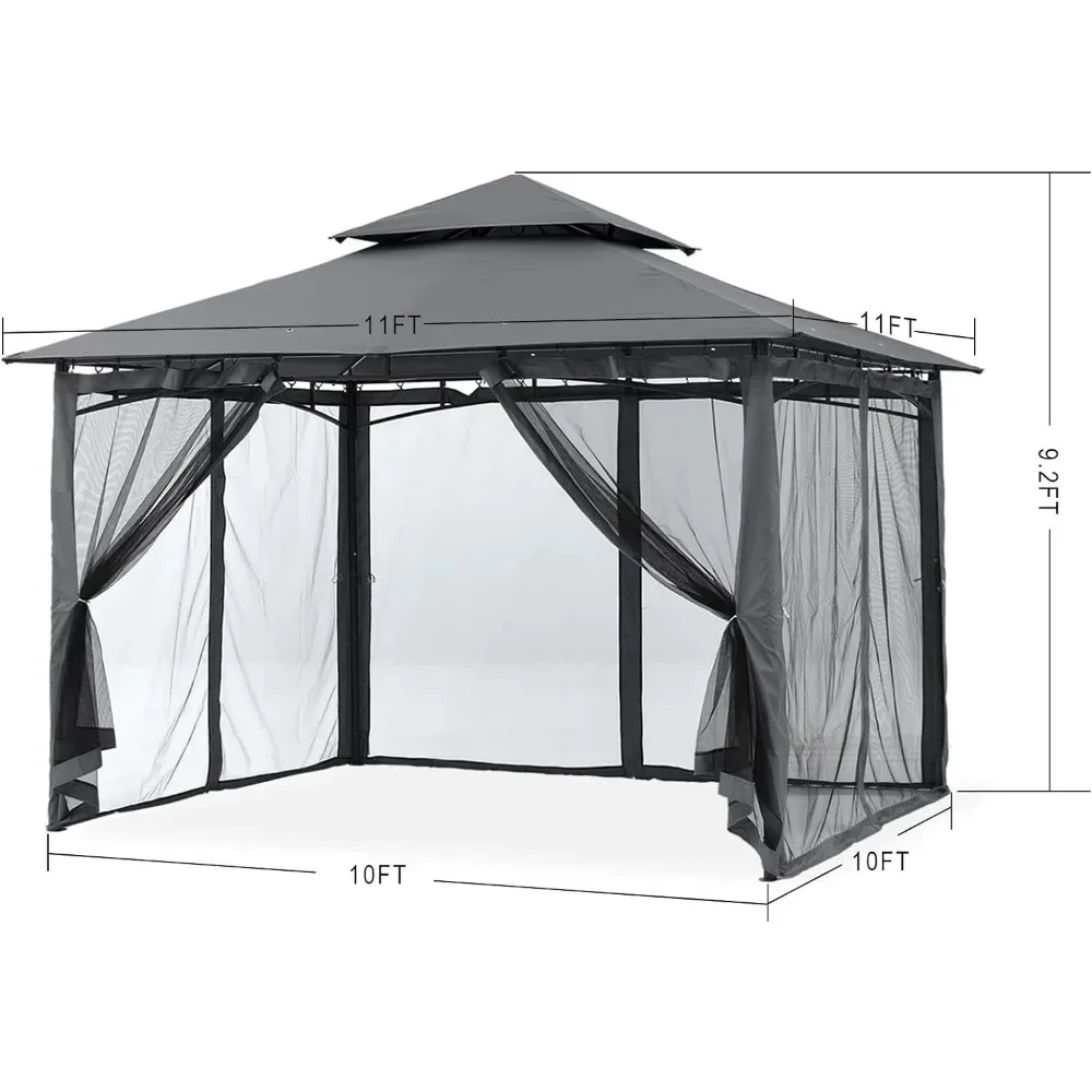 Imagem -04 - Gazebo para Pátio com Estrutura de Aço Estável e Paredes Garden Gazebo 8x8