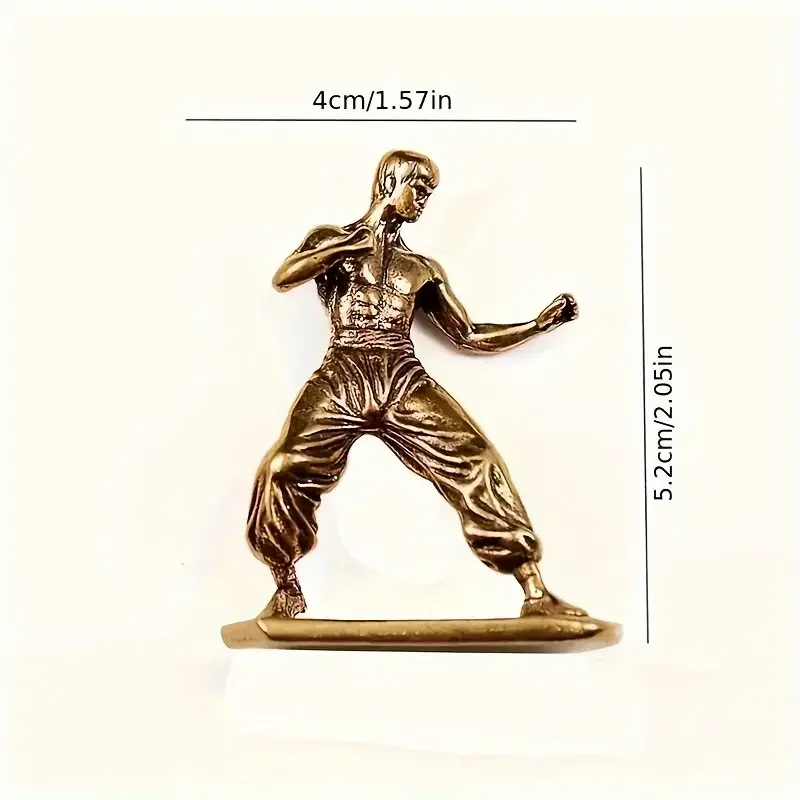 Brass Kung Fu Martial Artist Statue, Multi-Functional Room Decor, Movie Themed Collection Indoor Scene Decoration for Christmas - Image 2