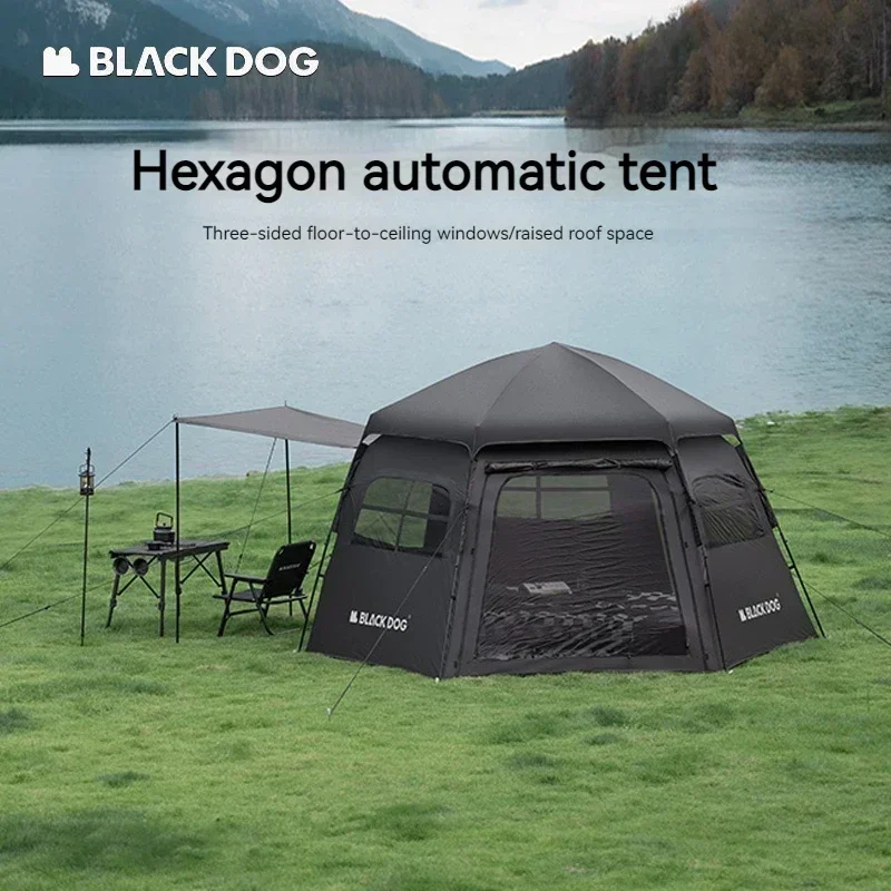 

Black Dog Large Shelter Waterproof Camping Tent Automatic Outdoor Cabin Portable Beach Folding Windscreen Houses campaign 6 8