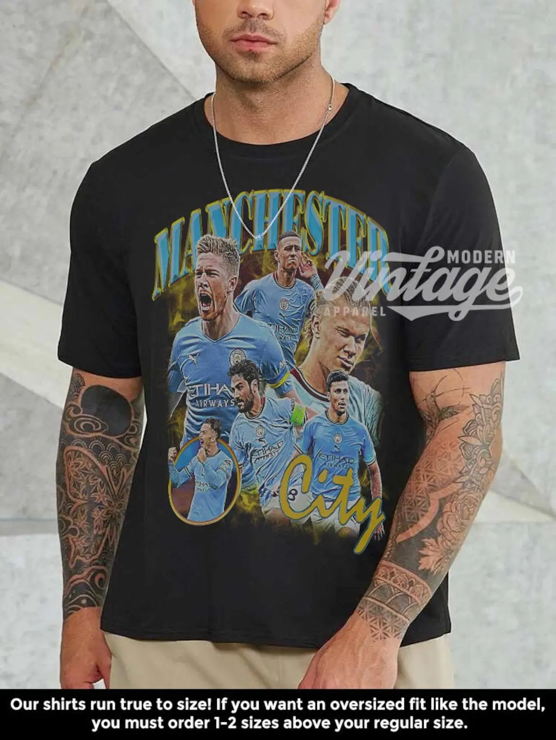 Kevin De Bruyne Erling Haaland Gundogan Rodri Team Shirt Soccer shirt Classic 90s Graphic Tee Unisex Vintage Bootleg Gift Retro