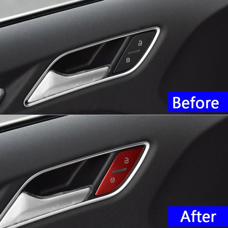 Car Styling Door Unlock Switch Buttons Sequins For Audi A3 2017-2021 Interior Lock Button Decoration Cover Trim