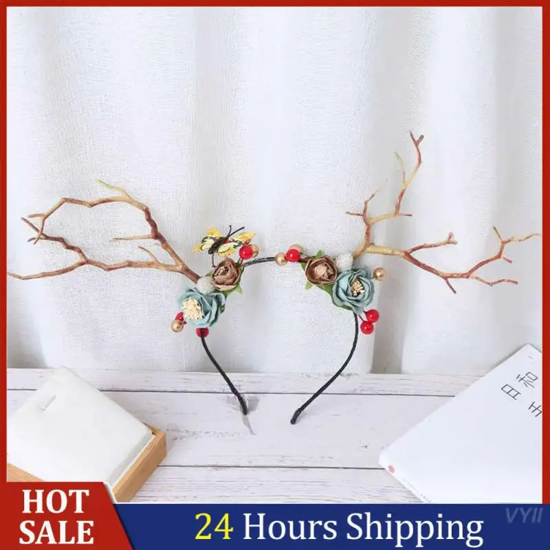 

Merry Christmas Headbands Snowflake Antler Elk Hair Band Red Decorations New Year Decor Women Classic Red Accessories Gifts