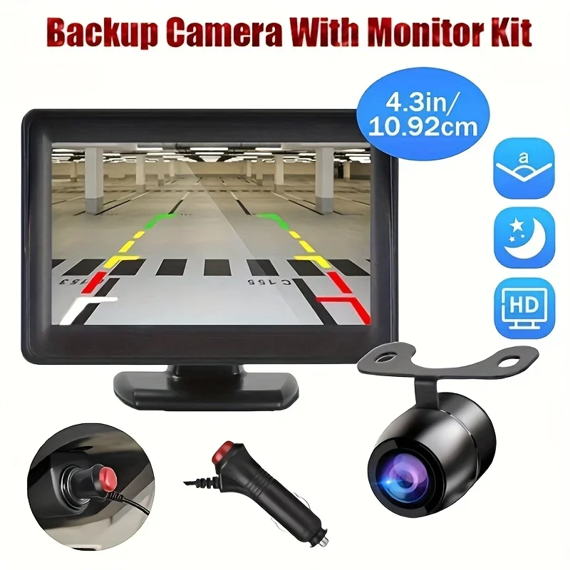 Plug-And-Play Rear View Camera for Vehicles Display for Monitoring While Reversing,for Suvs, Pickups, Campers, Tractors, And Rvs