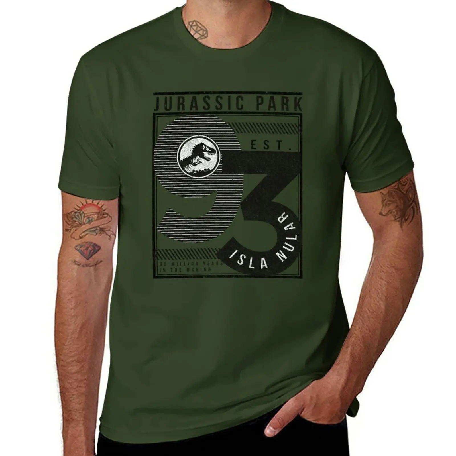 New Jurassic Park Isla Nublar '93 Collegiate 65 Million Years In The Making T-Shirt man clothes Men's cotton t-shirt