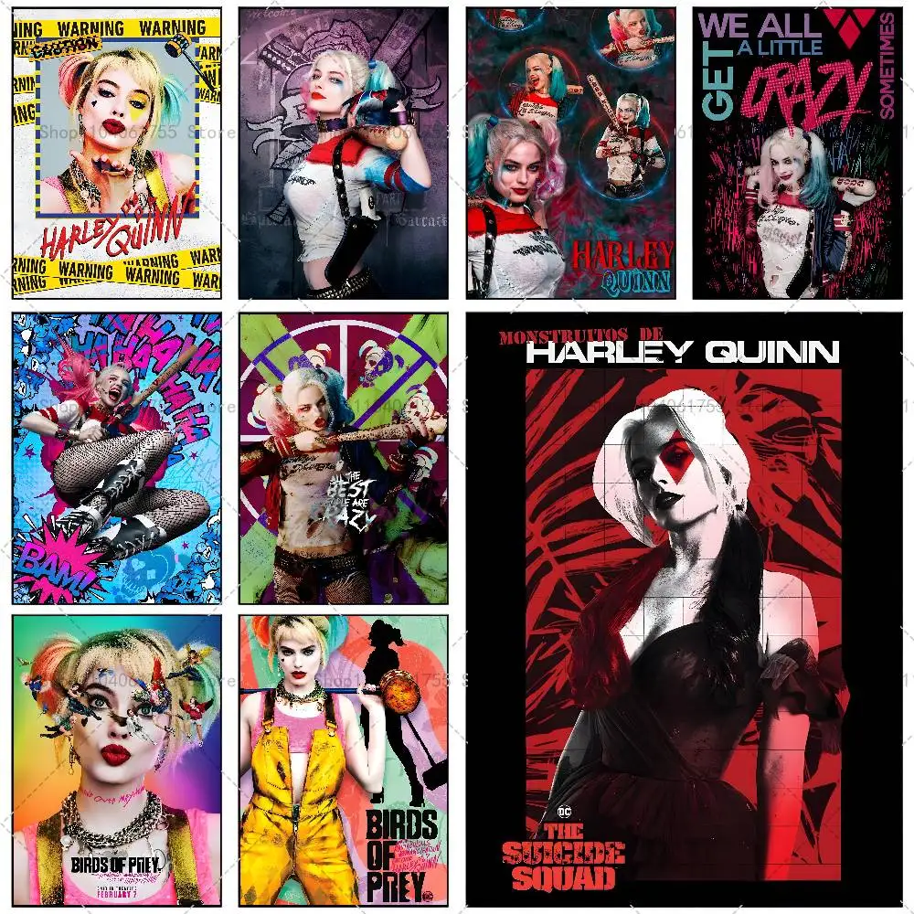 Movie H-Harley Film Q-Quinn Poster Self-adhesive Art Waterproof Paper Sticker Coffee House Bar Room Wall Decor