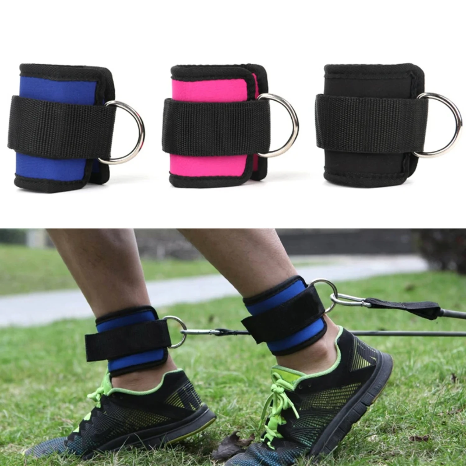 New Body Building Resistance Band D-ring Ankle Strap Buckle Gym Newest Multi Thigh Leg Ankle Cuffs Power Weight Lifting Fitness 