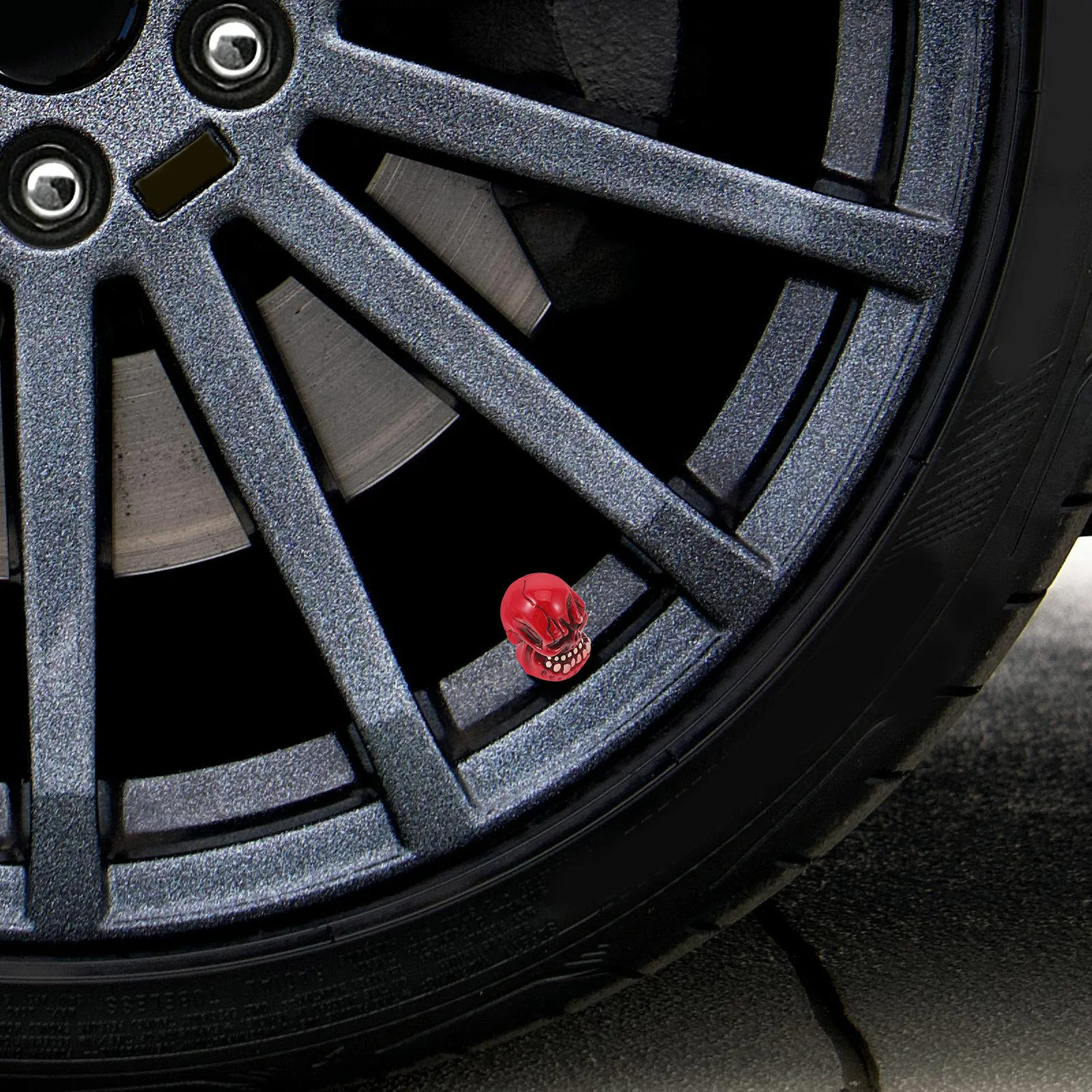 4개입 해골 타이어 밸브 스템 캡 레진 소재 스타일리시하고 오래가는 범용 자동차 오토바이용 설치 간편 밸브 스템 캡