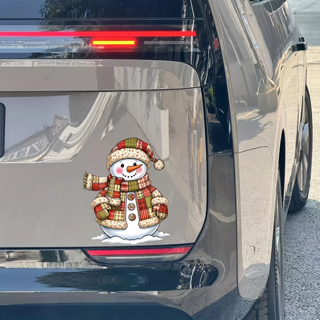 

Очаровательная виниловая наклейка в мультяшном стиле, самоклеящаяся, глянцевая, для автомобилей, ноутбуков, бутылок, с рождественским снеговиком