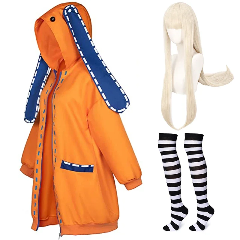 Anime Kakegurui Yomoduki Runa Cosplay Costumes Hoodie Compulsive Gambler Hoodies Wig Sock Suit Halloween Costume OI207