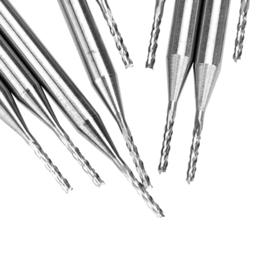 

10pcs 1.0Mm Alloy End Mill Tungsten Steel Pcb Cutting Tool For Drilling Circuit Boards Aluminum Fiberglass Wood Plastic Milling