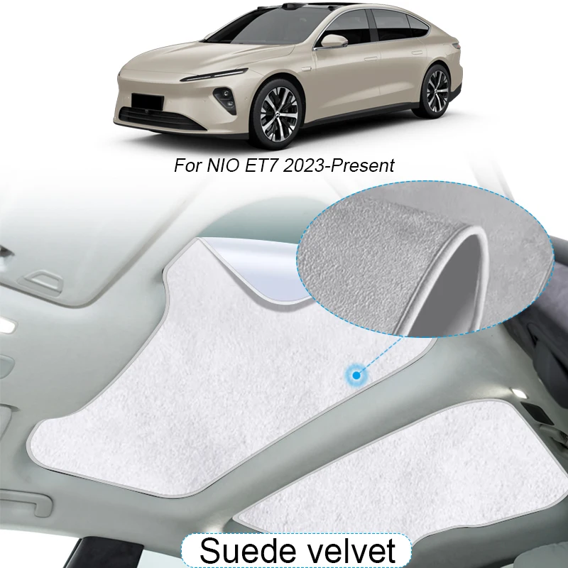 Car Suede Fabric Electrostatic Adsorption Sunroof Sunshade For NIO ET7 2023-Present Heat Insulation Interior Auto Accessory