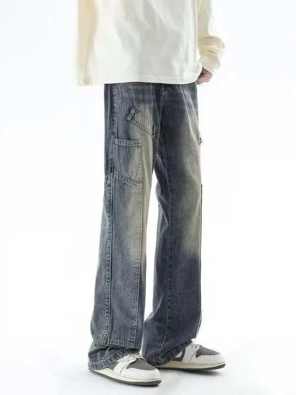 

Loose Straight Leg Men's Jeans Large Size 300 Pou American Retro Waed Denim Spring Autumn Trendy Teenagers Comfortable L...