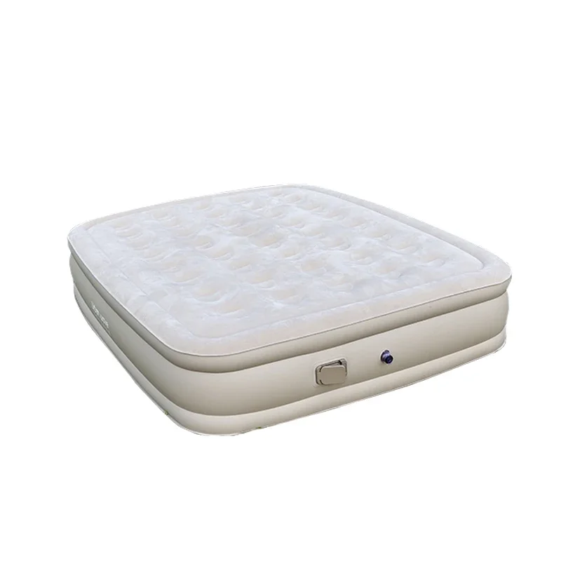 Inflatable Bedroom Air Bed Mattress with Flocking Cover, Large Air Bed with Build-In Pump