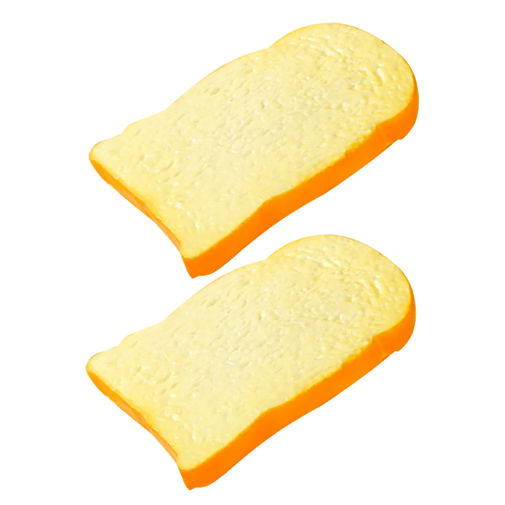 2 Pcs Simulated Toast Bread Bakery Photo Props Kitchen Decor Model Artificial Slice Food Pu Realistic