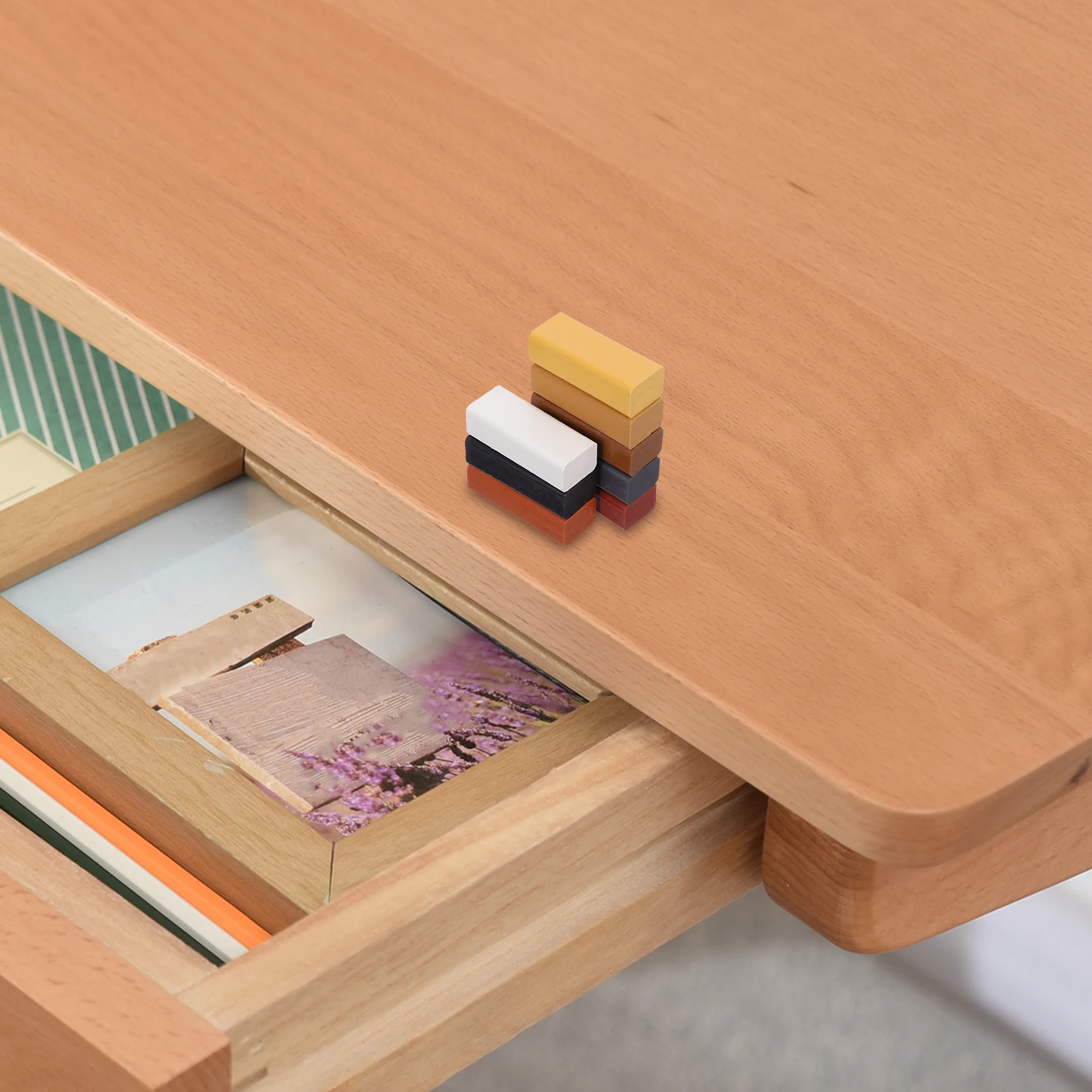 

8pcs Floor Repair Wax Furniture Sticks Wood Floors Filler Crayons Hard Wax Blocks Seamlessly Blend scratches nail holes